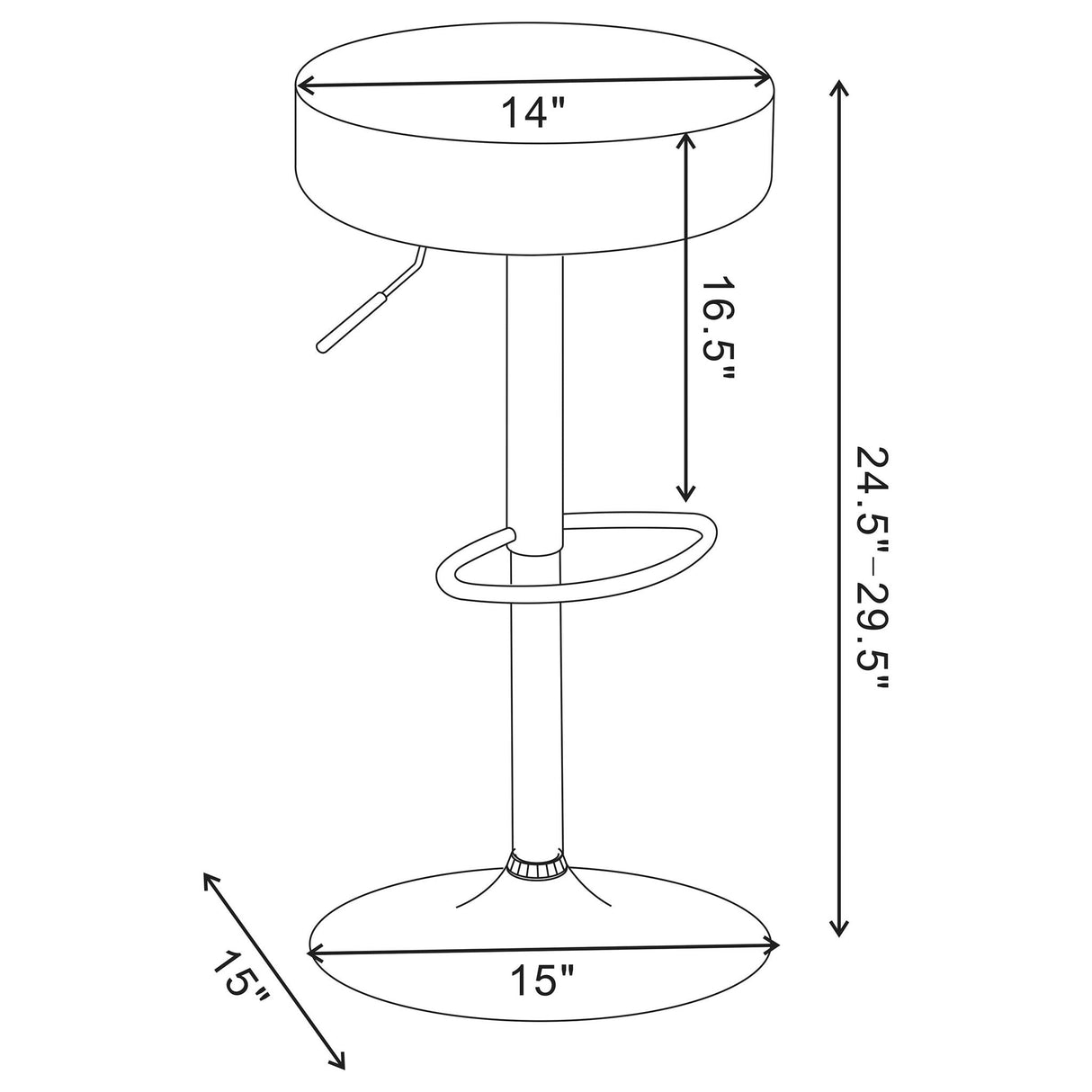 Ramses - Adjustable Backless Bar Stool With Adjustable Height Base - White