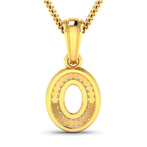 0.17 Carat Genuine White Diamond 14K Yellow Gold Semi Mount Pendant - holds 7x5mm Oval Gemstone