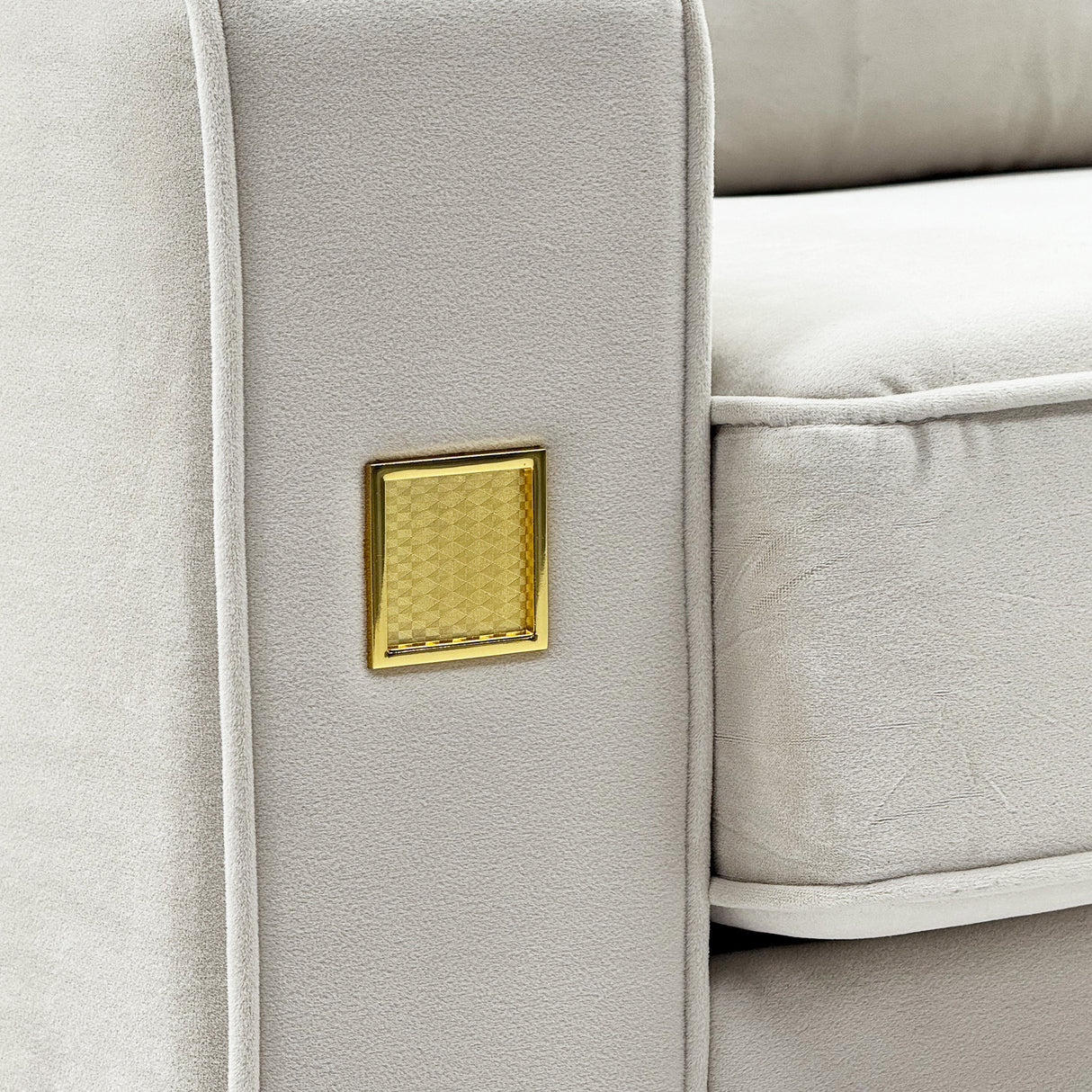 Ivory White 2-Piece Velvet Sofa Set