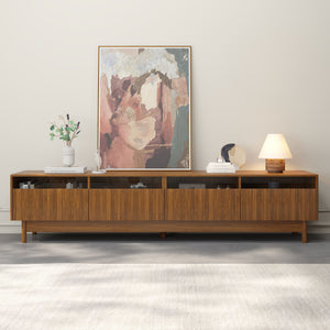TV Stand, Entertainment Center With Fluted Drawers For Living Room - Walnut