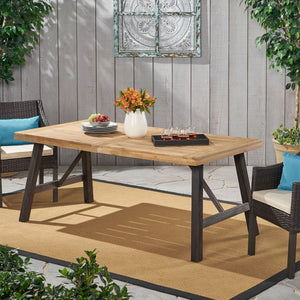 Outdoor Weather Resistant Dining Table With Slat Panel Design - Natural / Gray - Best Buy Furniture
