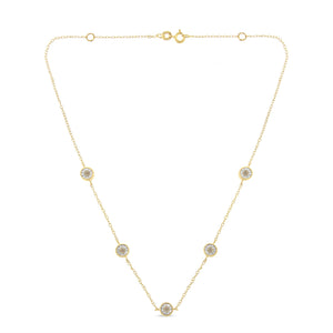Yellow Color Plated Sterling Silver Diamond Station Necklace (1/2 cttw, K-L Color, I2-I3 Clarity)