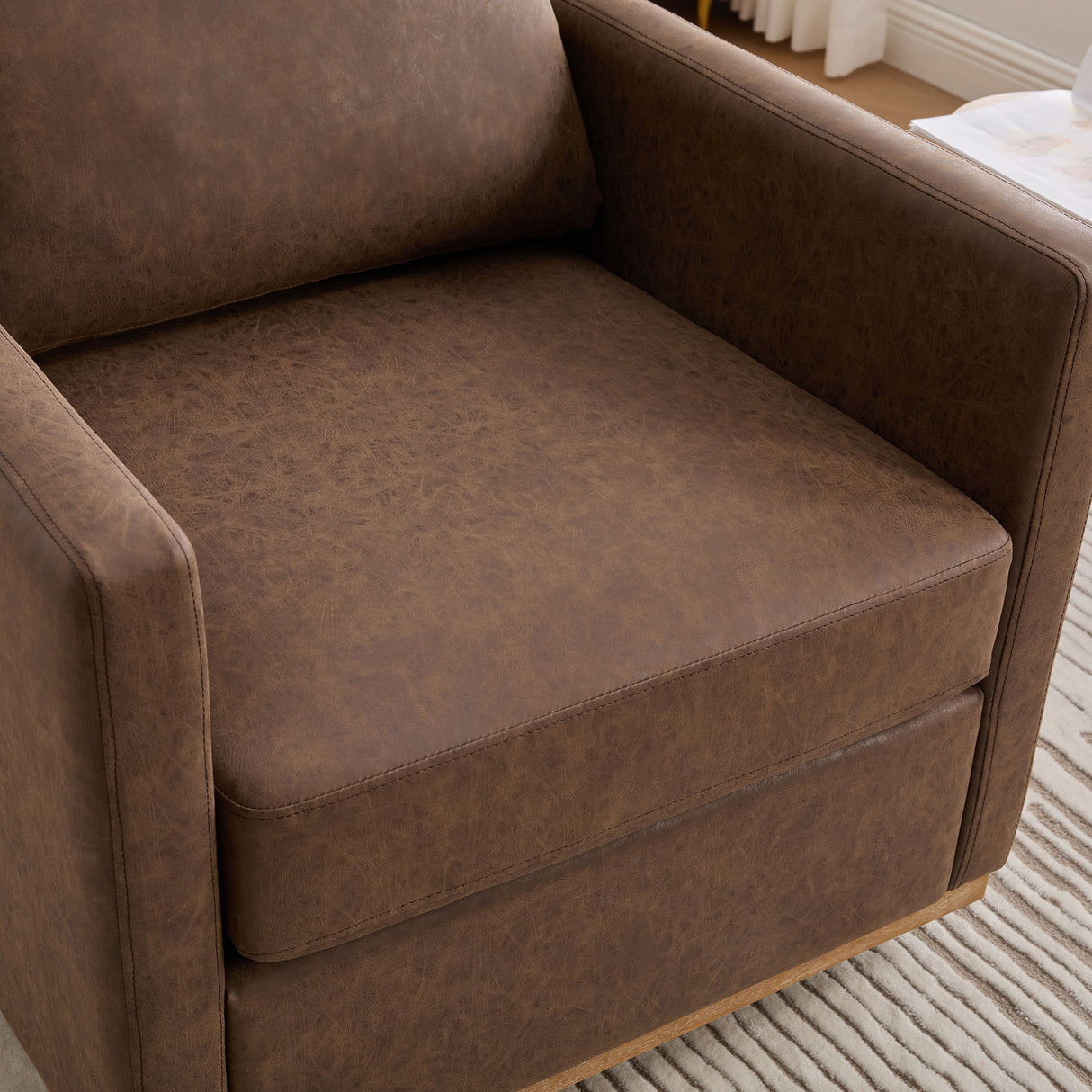 Modern Upholstered Square Swivel Accent Chair With 360 Degree Rotation