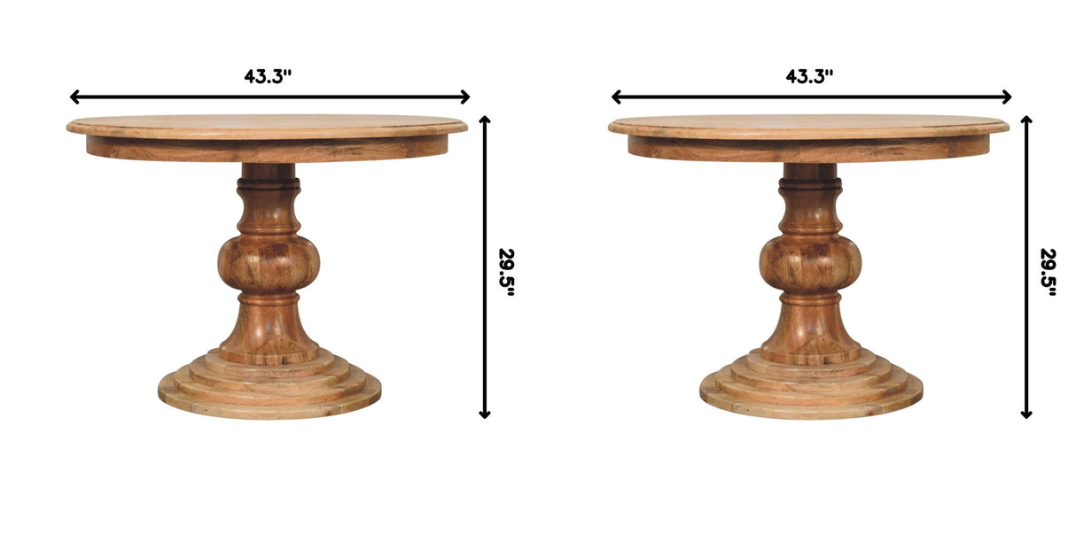 Round Turned Dining Table - Oak