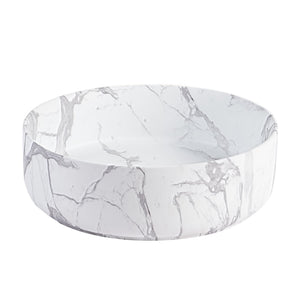 Integrated Carrara White Ceramic Basin, 14-Inch Round