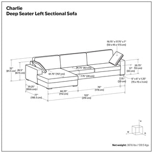 Charlie - Upholstered Deep Seater Sectional Sofa