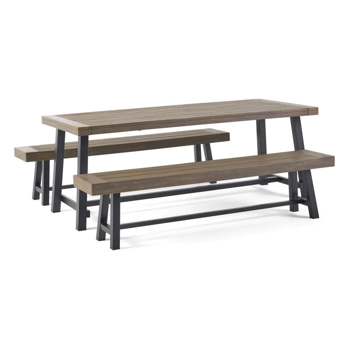 Outdoor 3 Piece Picnic Dining Set - Gray / Rustic Metal - Best Buy Furniture