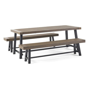Outdoor 3 Piece Picnic Dining Set - Gray / Rustic Metal - Best Buy Furniture