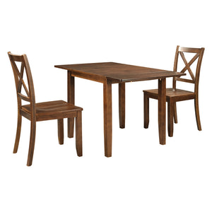 TOPMAX 3-Piece Wood Drop Leaf Breakfast Nook Dining Table Set with 2 X-back Chairs