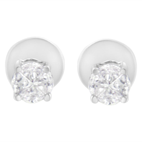14K White Gold 1/2 Cttw Pie-Cut Diamond Solitaire Stud Earrings (H-I Color, SI1-SI2 Clarity)