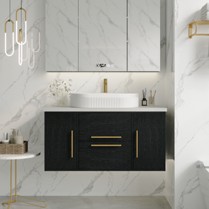 39.4 in Modern Floating Bathroom Vanity with Ceramic Sink