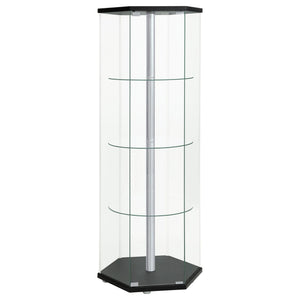 Tenley - 4 Shelf Curio Cabinet With Hexagonal Design