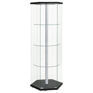 Tenley - 4 Shelf Curio Cabinet With Hexagonal Design