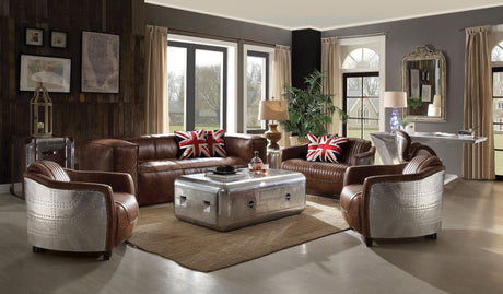 Brancaster - Top Grain Leather Living Room Set - Brown - Best Buy Furniture