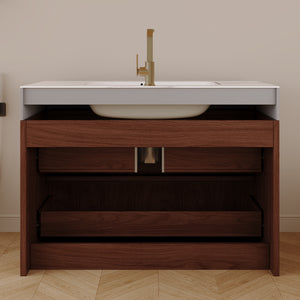 30" Modern Floating Bathroom Vanity with Seamless Sintered Stone Top & Ceramic Basin – 2 Soft-Close Drawers, Wall-Mounted