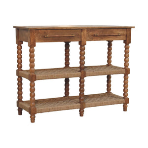 Solid Wood Spindle Woven Console