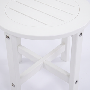White HDPE Outdoor Side Table, 16 in. Round All-Weather Patio End Table