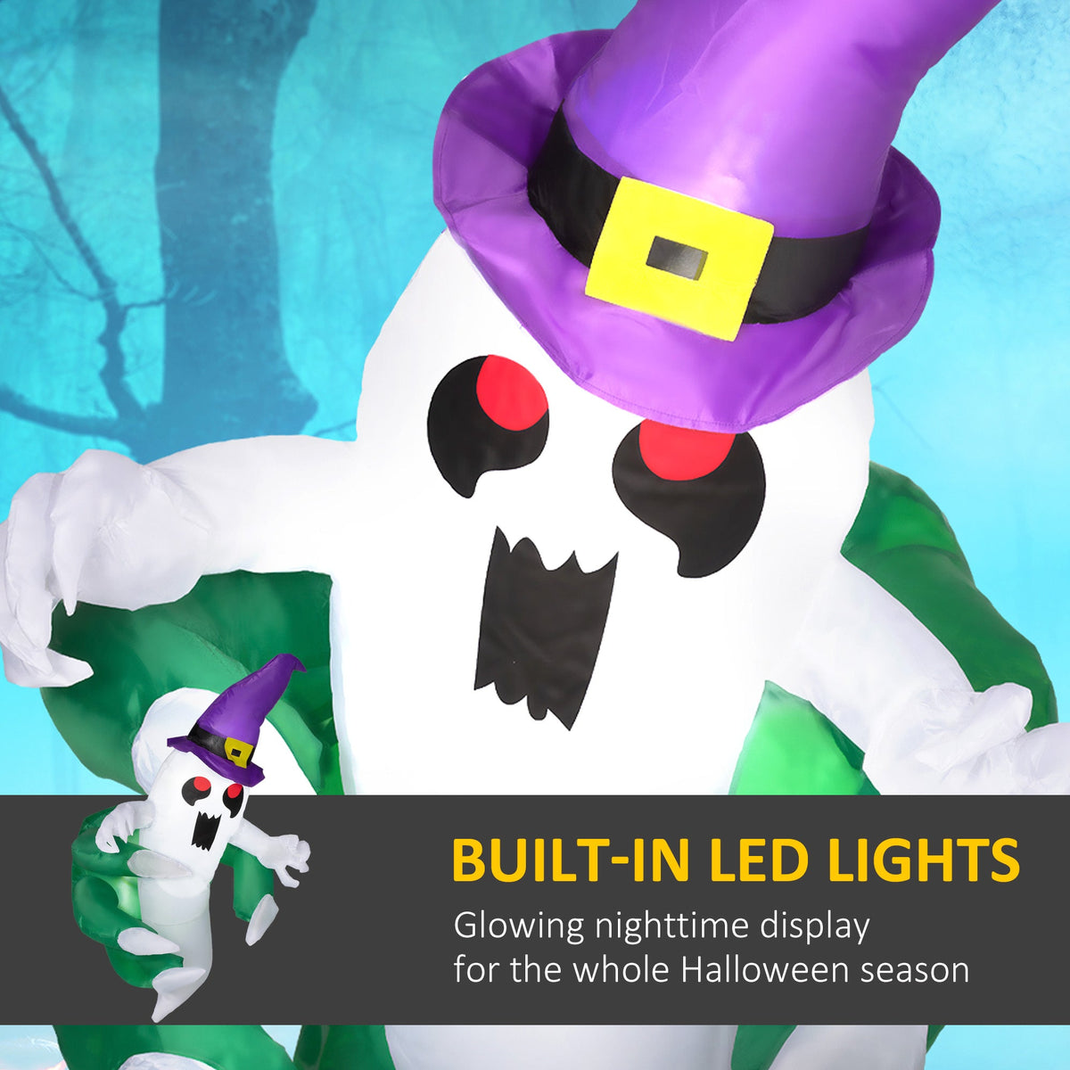 4ft Animated Inflatable Ghost with LED Illumination - view 7