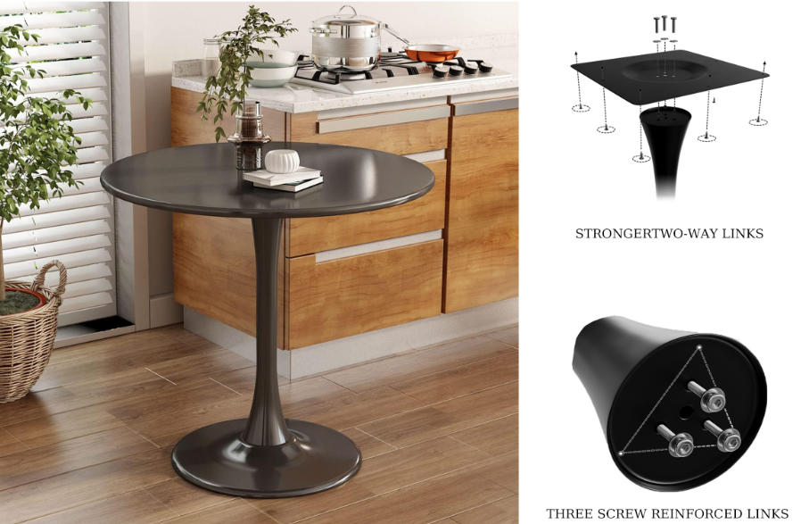 Modern Round Dining Table - Black ∅31.5''