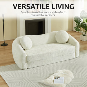 86-Inch Curved Convertible Sofa Recliner