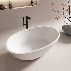 55 Inch Freestanding Solid Surface Soaking Bathtub