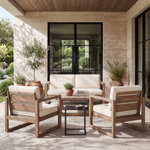 4-Piece Acacia Wood Patio Furniture Set