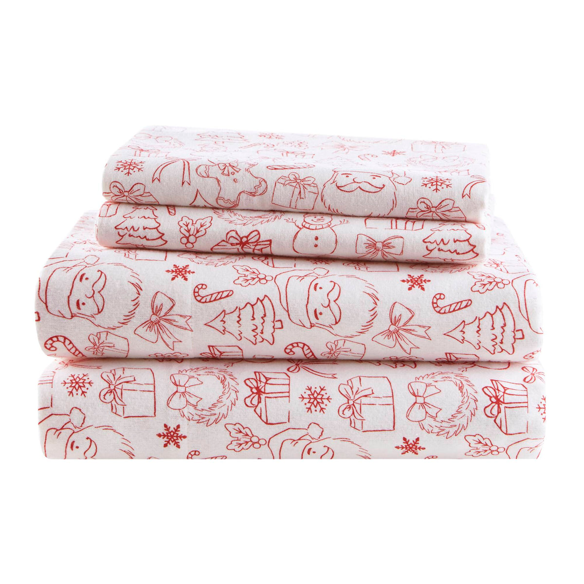 Holiday Doodles Twin XL 100% Cotton 3-Piece Sheet Set - Holiday Doodles