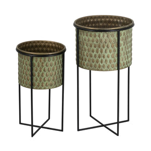 Set of 2 Textured Garden Pots
