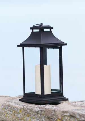 Traditional-Black-Lantern-with-LED-Candle-(Set-of-2)-Candles