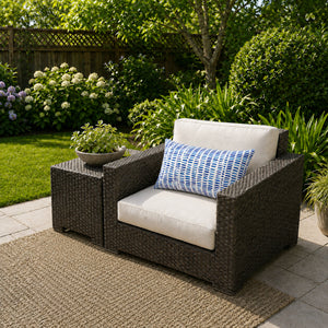 2 Pack Outdoor Lumbar Pillow Covers - Blue Dash