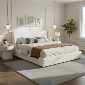 Luxury Upholstered Bed with Wings