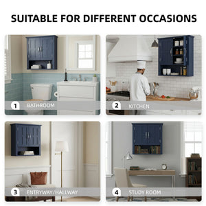 Multi Functional Wall Mounted Cabinet With Adjustable Shelves For Bathroom