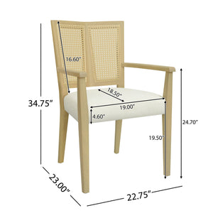 Mid Century Modern Arm Dining Chairs With Rattan Backrest - Best Buy Furniture