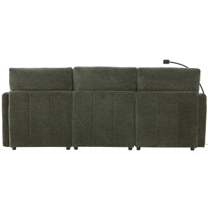 Modern Modular U-Shaped Sofa Bed With Movable Ottoman, USB Ports, Phone Holder