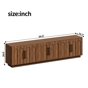 94.5" Extra Long TV Stand for Large TVs, 6-Door Media Console with Storage