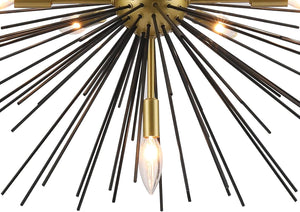 Sputnik Chandelier, 7-Light Satellite Pendant, 25.6 Inch, Gold and Black