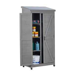 Outdoor Storage Shed With Vertical Tool Cabinet For Backyard