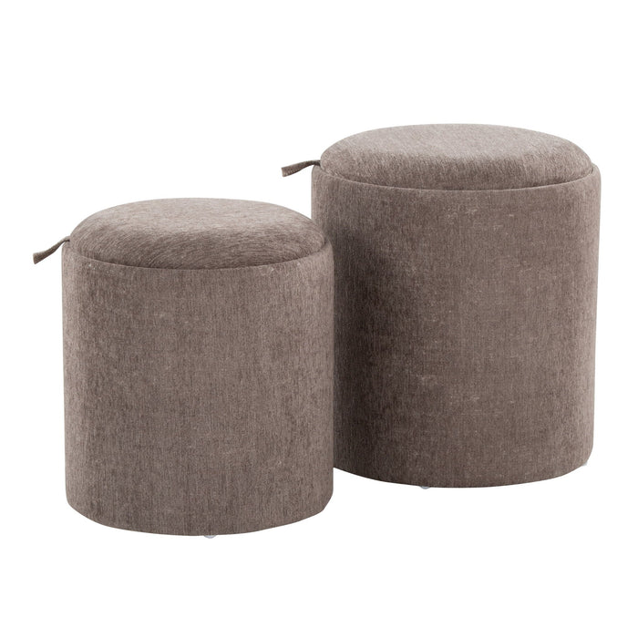 Contemporary Nesting Ottoman Set with Flip Tray Top - Multiple Colors