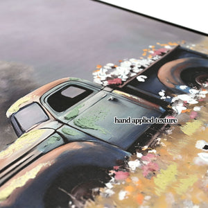 Old Truck Canvas Wall Art, Old Barn Pictures Wall Art - White / Vintage
