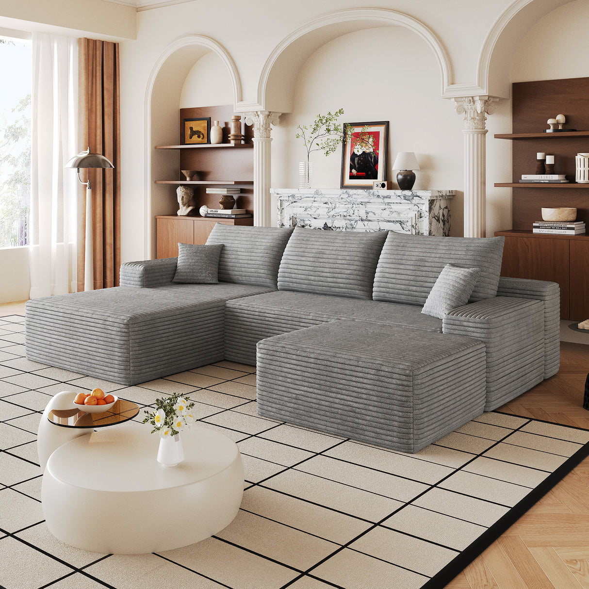 107" Cloud Sectional Sofa with 1 Ottoman