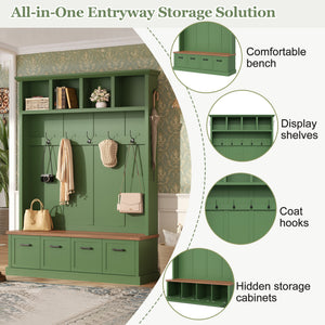Farmhouse Hall Tree with Storage Bench - Particle Board & MDF