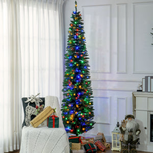 HOMCOM 8ft Tall Pencil Prelit Artificial Christmas Tree