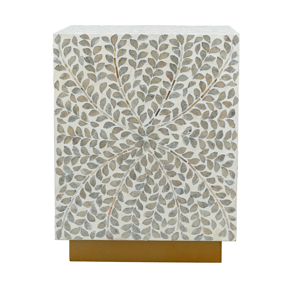 14x14x18" Square Accent Stool with Capiz Shell Finish