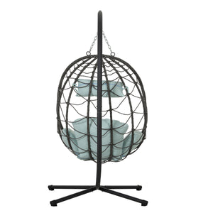 Egg Chair with Stand Indoor Outdoor Swing Chair Patio Wicker Hanging Egg Chair