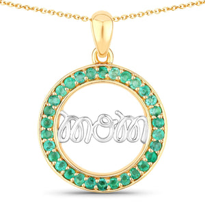 0.54 Carat Genuine Emerald .925 Sterling Silver Pendant