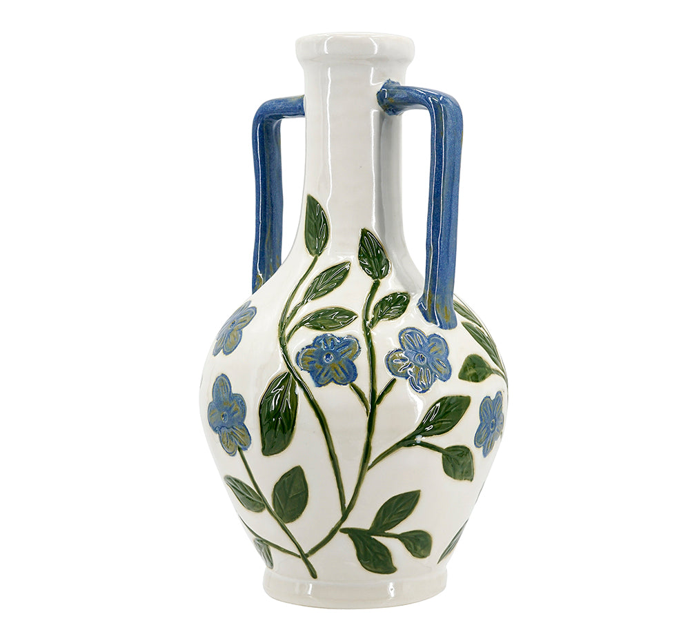 Floral Amphora Ceramic Vase