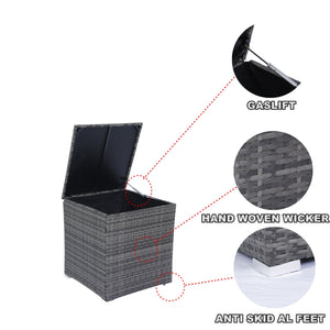 8 Piece Patio Sectional Wicker Rattan Outdoor Furniture Sof Set With One Storage Box Under Seat And Cushion Box - Gray / Black