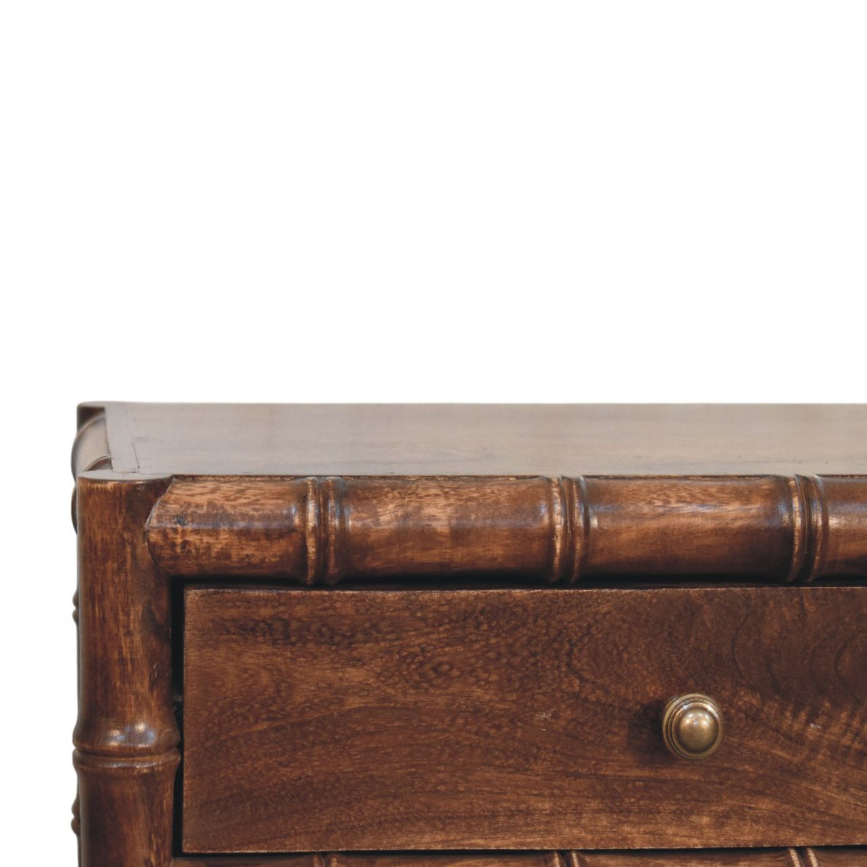 Solid Wood Bamboo Frame Nightstand in Roasted Almond