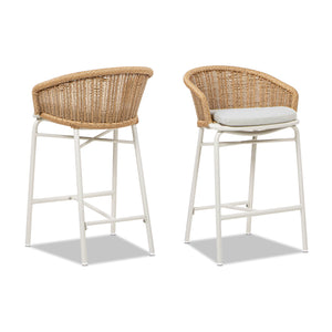 Santorini 28" Wicker Back Outdoor Bar Stool Set of 2