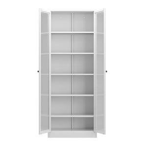 Industrial Metal Kitchen Pantry Cabinet With Adjustable Shelves - White